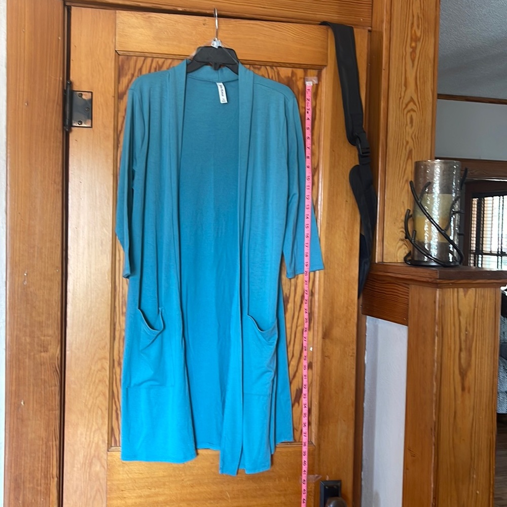Turquoise duster.
